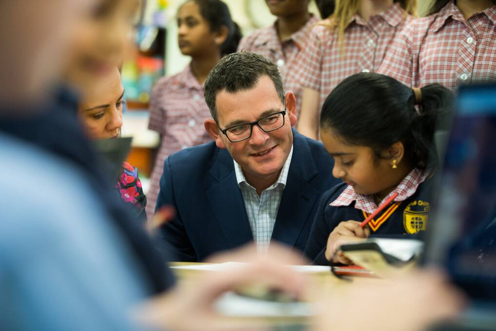 Premier Daniel Andrews made the announcement at Corpus Christi Primary School in Glenroy. Photo: Jason South
