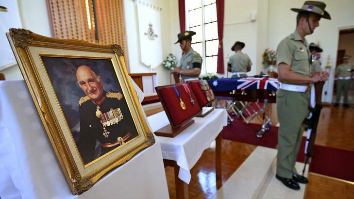 The funeral of Major General Alan Stretton at the Royal Military College Chapel in Canberra. Photo: ADF