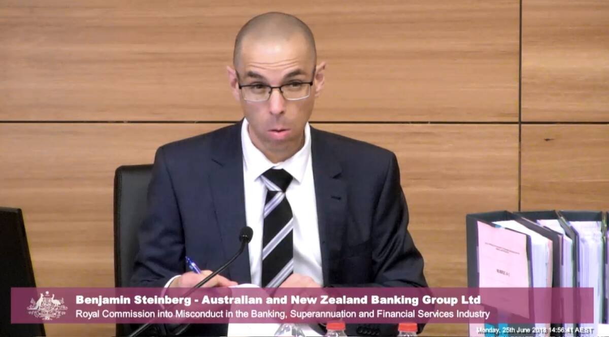 ANZ Bank's Benjamin Steinberg at the royal commission on Monday. Photo: Supplied
