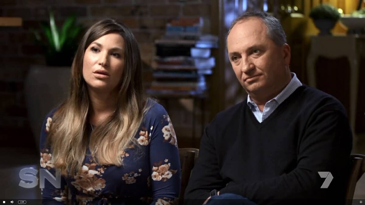 Vikki Campion and Barnaby Joyce in their paid television interview with Channel Seven's Sunday Night. Photo: Sunday Night