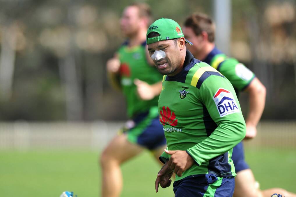 Canberra Raiders player Frank-Paul Nu'uausala says the side needs to take more risks in the second half of games. Photo: Jeffrey Chan