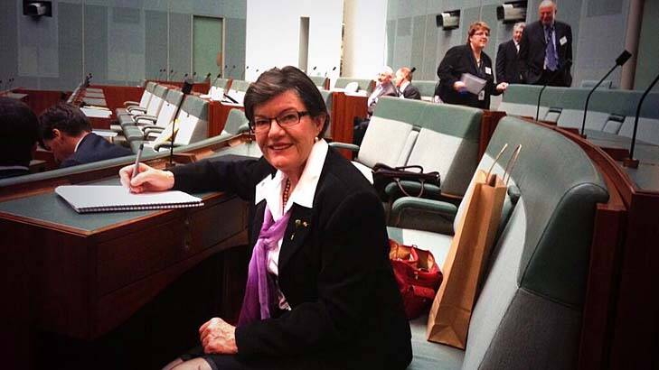 New independent MP Cathy McGowan in Canberra for the induction session. Photo: Twitter - Cathy McGowan