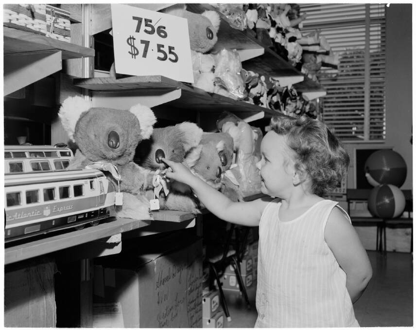 Decimal conversion time, 1966. Toys in old and new prices.  Photo: National Archives