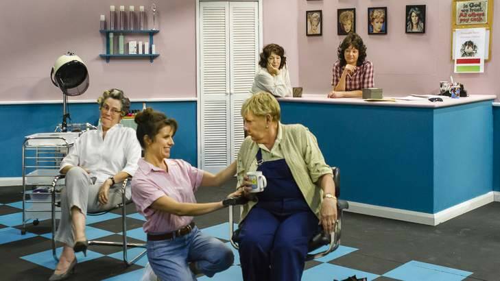 A scene from <em>Steel Magnolias</em>, featuring, front from left, Karen Vickery, Nell Shipley and Judi Crane, and, rear, Liz Bradley and Rose Braybrook. Photo: Cliff Spong