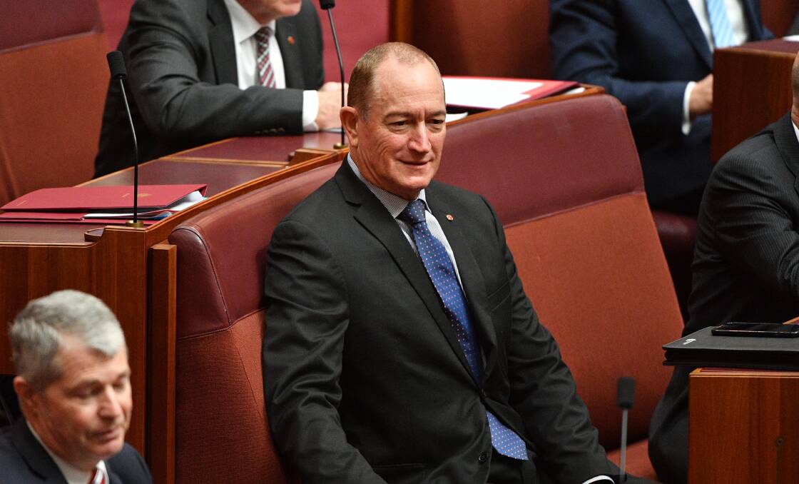 Australian Party Senator Fraser Anning in the Senate chamber.
 Photo: AAP