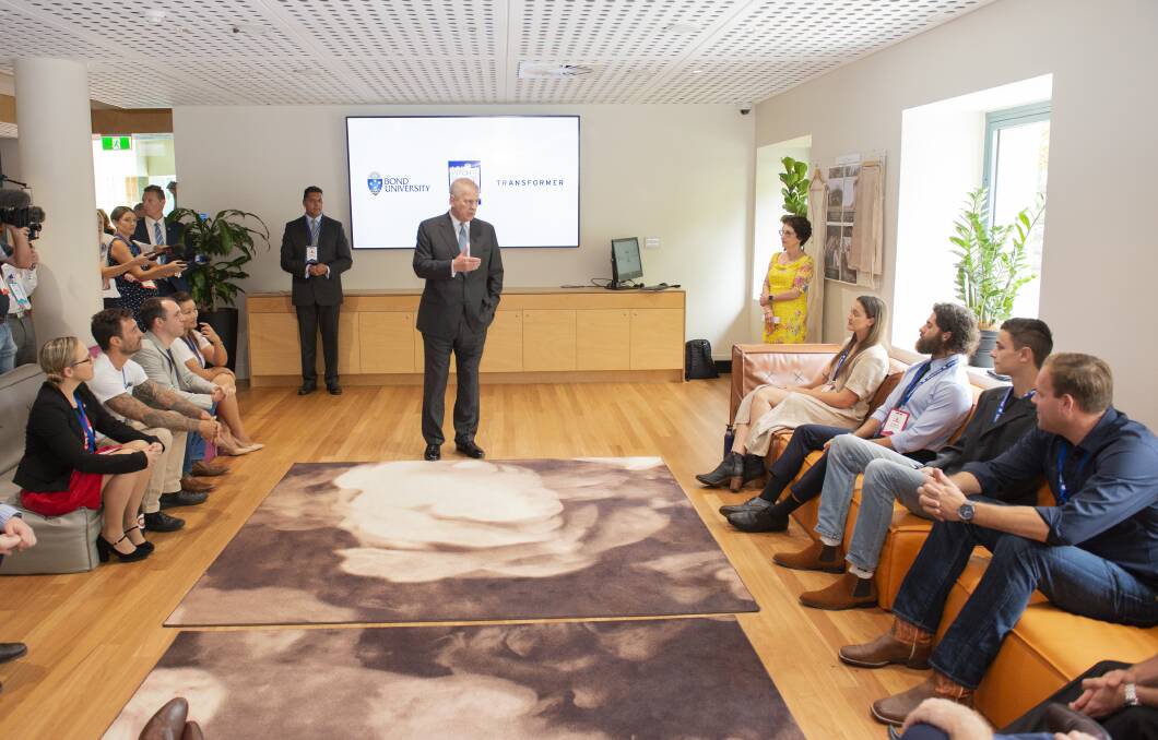The Duke of York briefly spoke to the entrepreneurs before they presented their pitches.  Photo: Bond University