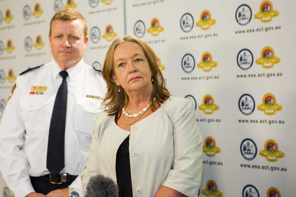 Commissioner Dominic Lane and Emergency Services Minister Joy Burch. Photo: Jamila Toderas