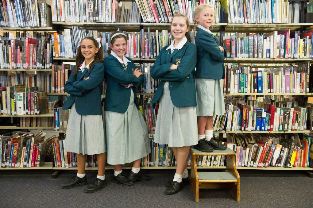 Canberra Girls Grammar School Students, Demi Koundouris, Year 5, Emma Heldon, Year 7, Katherine Flint, Year 9 and Tara Fitzgerald, Year 3. Photo: Jay Cronan