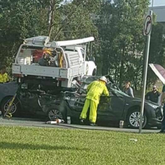 At least two women were trapped in their cars. Photo: Facebook / Moreton Alert