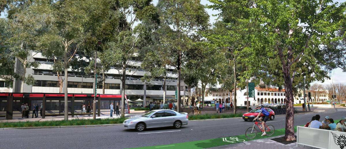 Development application coming: an artist's impression of the Canberra light rail.