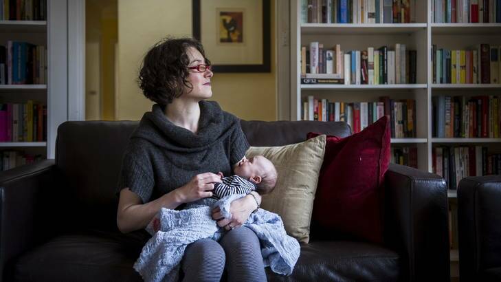 Catherine Whitby of Yarralumla with 6 week old, Alexander Beckett. Photo: Rohan Thomson