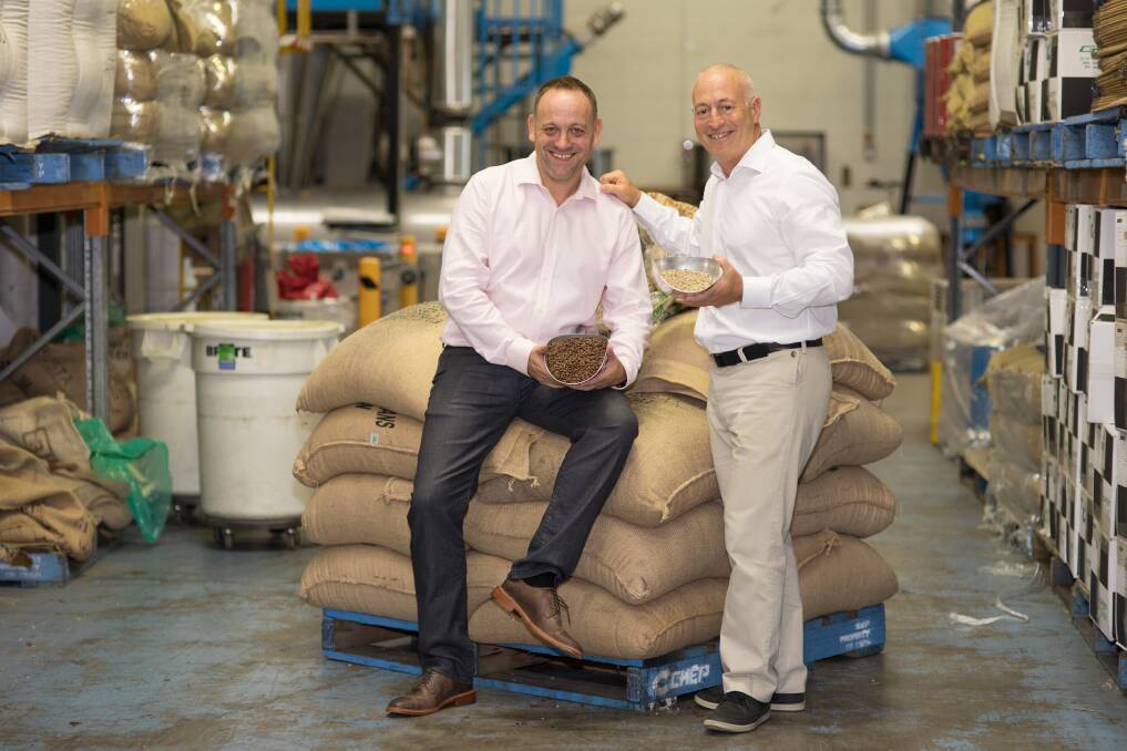 Merlo Coffee chief executive officer and director James Wilkinson and founder Dean Merlo. Photo: Supplied