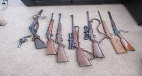 Unregistered firearms found at a Theodore house. Photo: ACT Policing