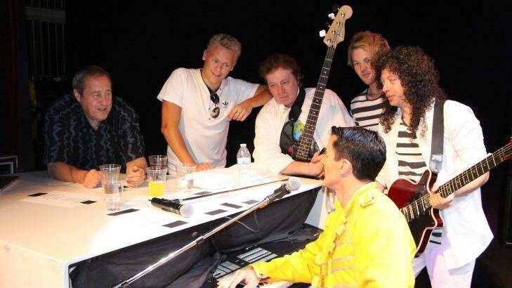 Peter Freestone and members of the Queen tribute show It's a Kinda Magic.  Photo: Supplied