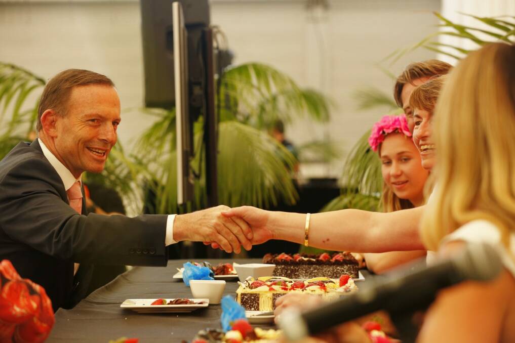 Prime Minister Tony Abbott at the McGrath Foundation cake competition at the SCG on Thursday. Photo: James Brickwood