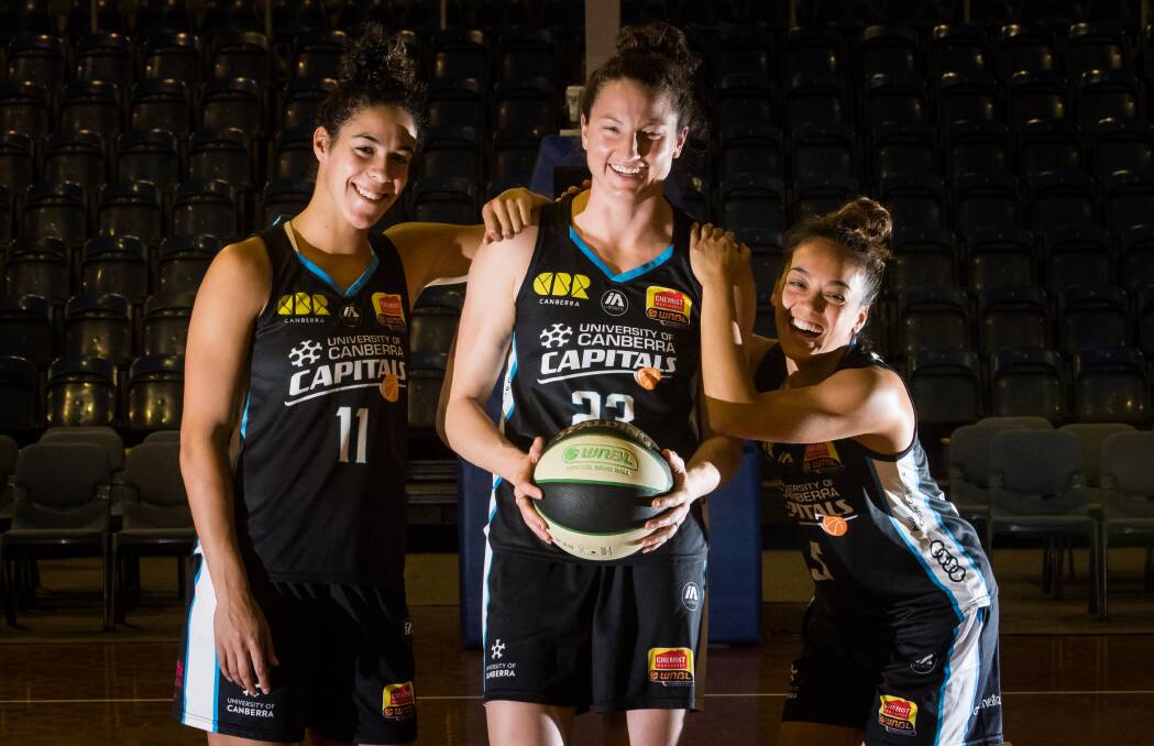 The Capitals hope Kia Nurse, left, and Leiliani Mitchell, right, return to Canberra to link with Kelsey Griffin. Photo: Elesa Kurtz