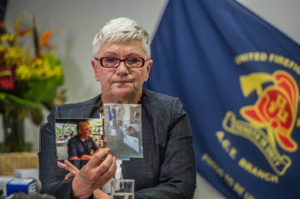 Robyn Wood, the widow of ACT firefighter Ken Wood speaks about her loss. Photo: Karleen Minney