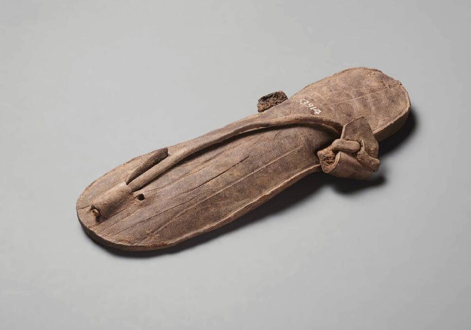 Child's sandal, Sheikh Ibada, Antinoupolis, Egypt, 10th century CE goat leather. Photo: John Davis