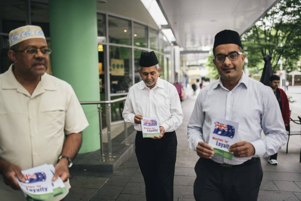 Mohammad Hasan, Imam Masood Ahmad Shahid and Kamran Ahmed will help hand out the leaflets. Photo: Rohan Thomson