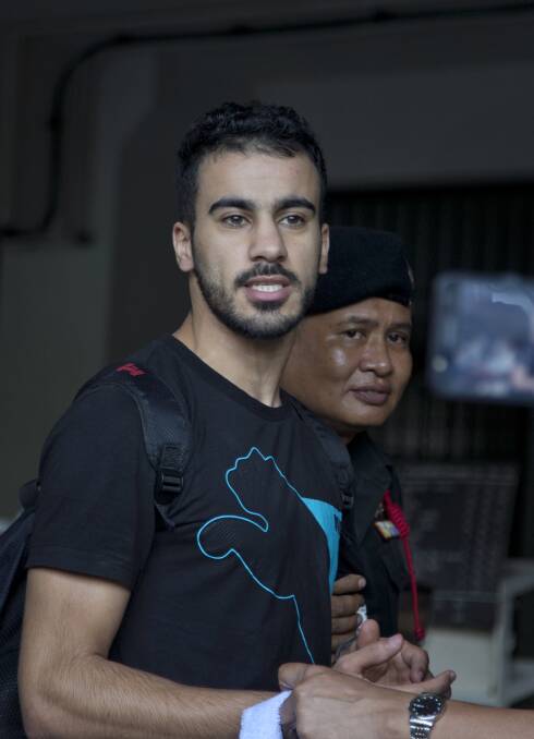 Hakeem al-Araibi as he is brought to court in Bangkok in December. Photo: AP