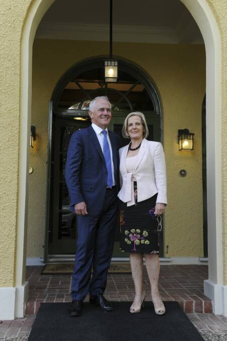 Prime Minister Malcolm Turnbull and wife Lucy arrive at the Lodge for their first night on January 23 this year.  Photo: Graham Tidy