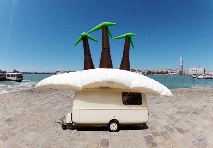 Soren Dahlgaard's inflatable tropical island visits Venice.