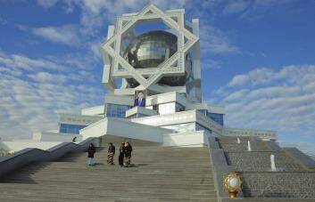 Magnificent: Ashgabat's white marble buildings include the  Palace of Happiness