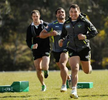 Josh Papalii was all smiles at training yesterday. Photo: Colleen Petch