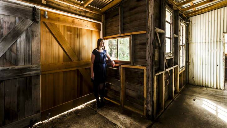 The ANU's Amy Guthrie inside the restored shed. Photo: Rohan Thomson