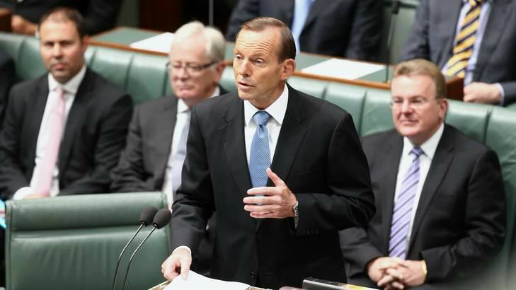 Prime Minister Tony Abbott delivers a speech on deregulation. Photo: Alex Ellinghausen