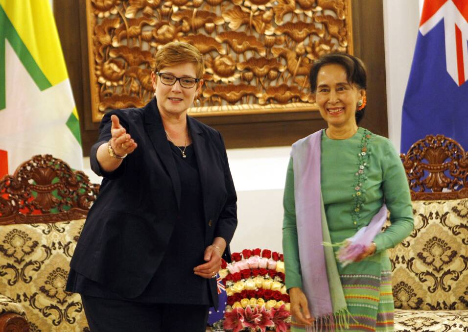 Foreign Affairs Minister Marise Payne meets with Myanmar leader Aung San Suu Kyi in Naypyitaw on December 13. Photo: AP