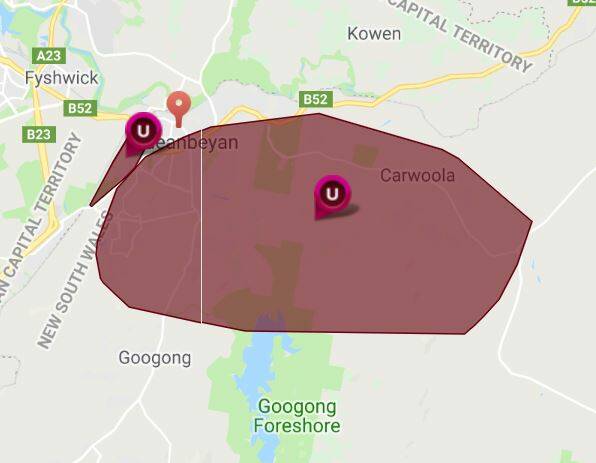 A power outage affected customers in Queanbeyan and Canberra on Monday night. Photo: Essential Energy.
