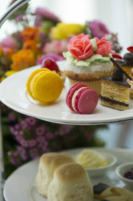 Floral feast: Floriade members and guests enjoyed delicate tea treats at Parliament House.