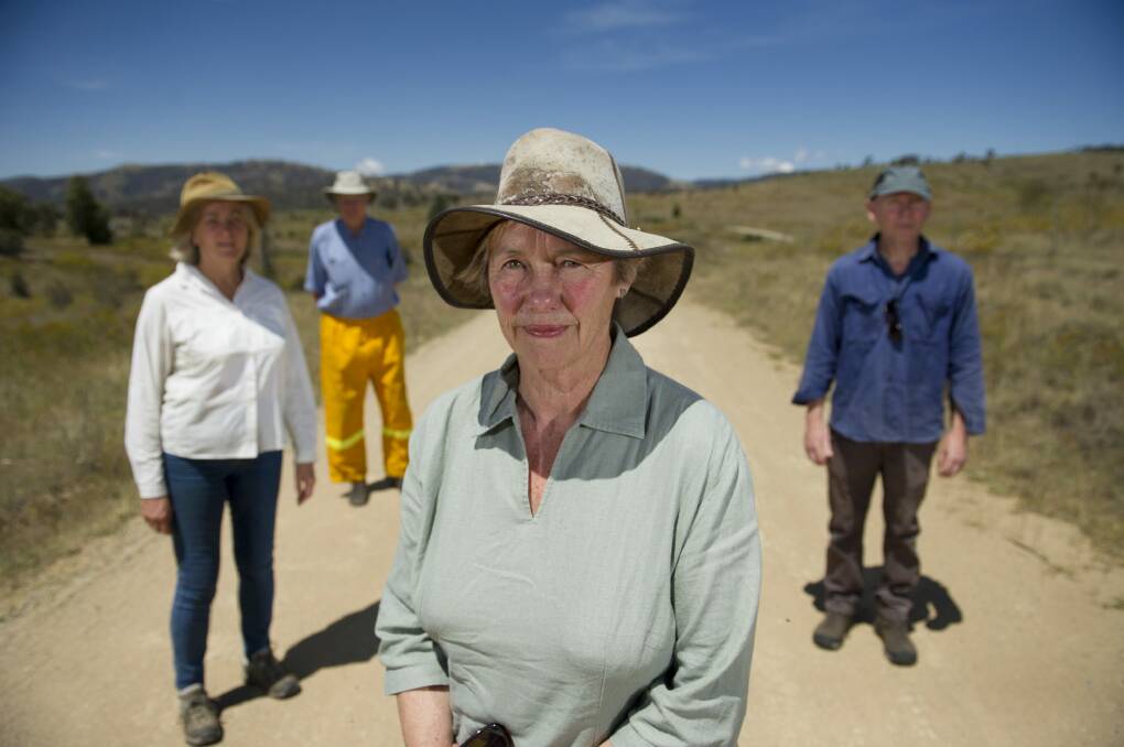 Louise Rose, Jenny Bourne, John Hayhoe and Ashley Gardner are Smiths Road and Angle Crossing Road residents who have put forward a submission to counter the Light Car Club of Canberra's proposal to use Block 108 for regular motor sports rallies. Photo: Jay Cronan