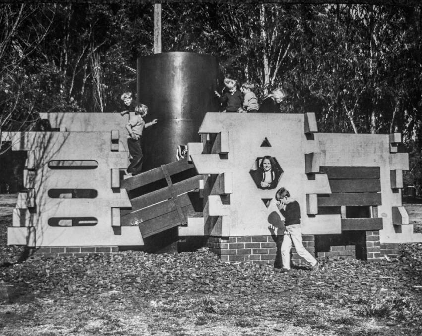 Children playing on the maze at Weston Park in 1973.
