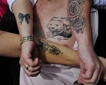 Tattoos of Sally and Anthony Kasparek and Mark and Sally Lynch in honour of Jamie-Leigh. Photo: Jay Cronan