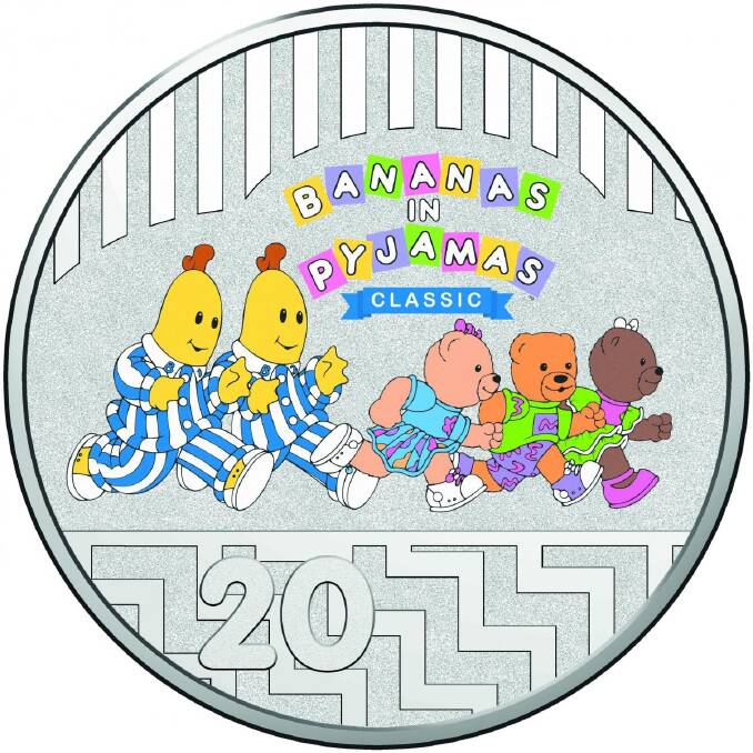 On the 20 cent piece, the Bananas chase teddy bears Morgan, Lulu and Amy. Photo: Supplied