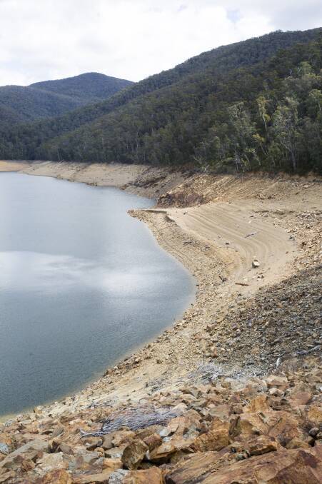 Low rainfall continues to deplete water levels at Corin Dam.  Photo: Dion Georgopoulos