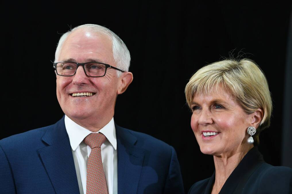 Malcolm Turnbull and Julie Bishop at the official launch of the 2017 foreign policy white paper on Thursday Photo: AAP