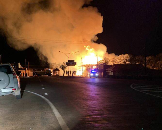 A heritage-listed hotel was destroyed by fire in Hughenden Queensland in November 2018. Photo: Twitter, B Baillie