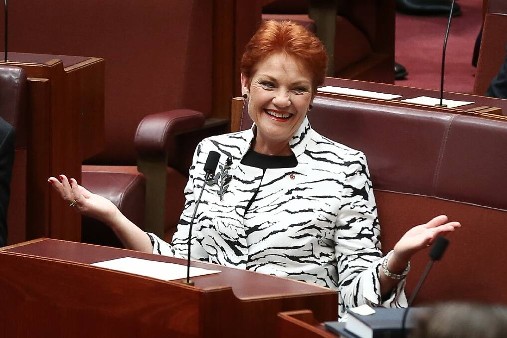 One Nation leader Pauline Hanson welcomed the compromise.  Photo: Alex Ellinghausen