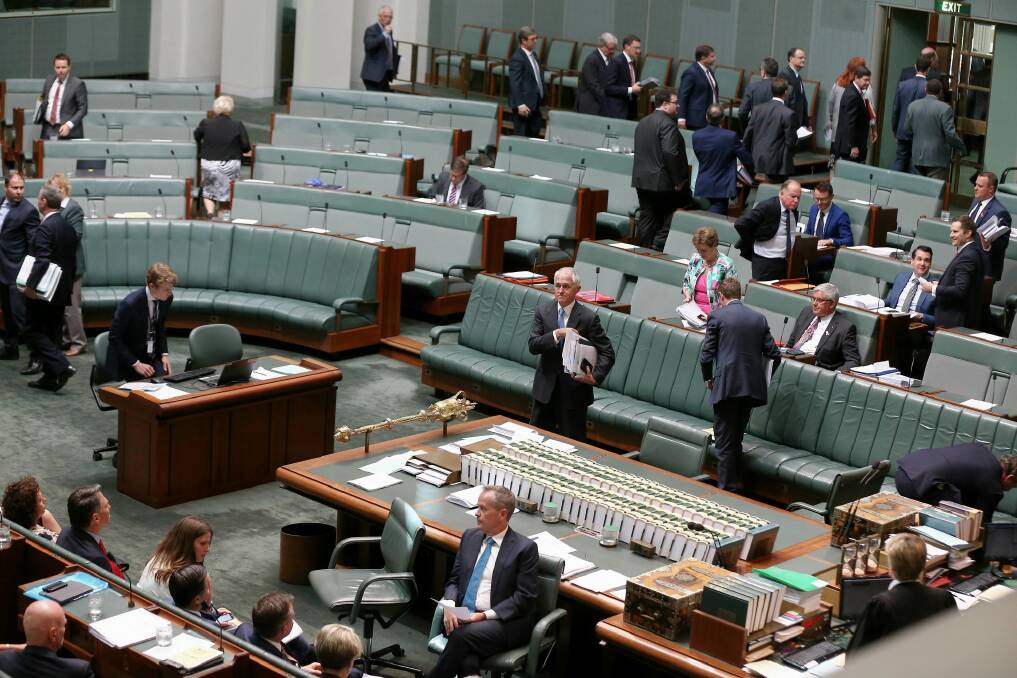 Question time is adjourned due to the protest. Photo: Alex Ellinghausen