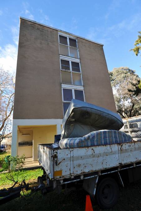 The Dickson Towers on Northbourne Avenue have been empty since June. Photo: Graham Tidy