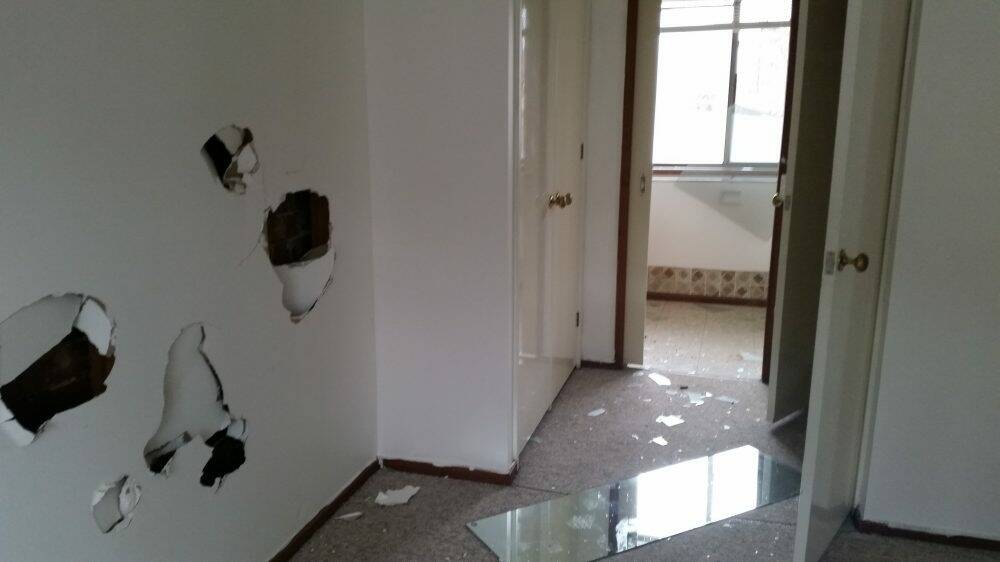 Vandals smashed holes in numerous walls throughout the house. Photo: Megan Gorrey