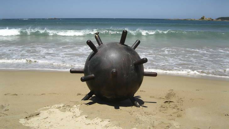 SEA QUEST: Stephen Harrison's sculpture of a World War II mine, which frightened Bermagui locals. Photo: Supplied