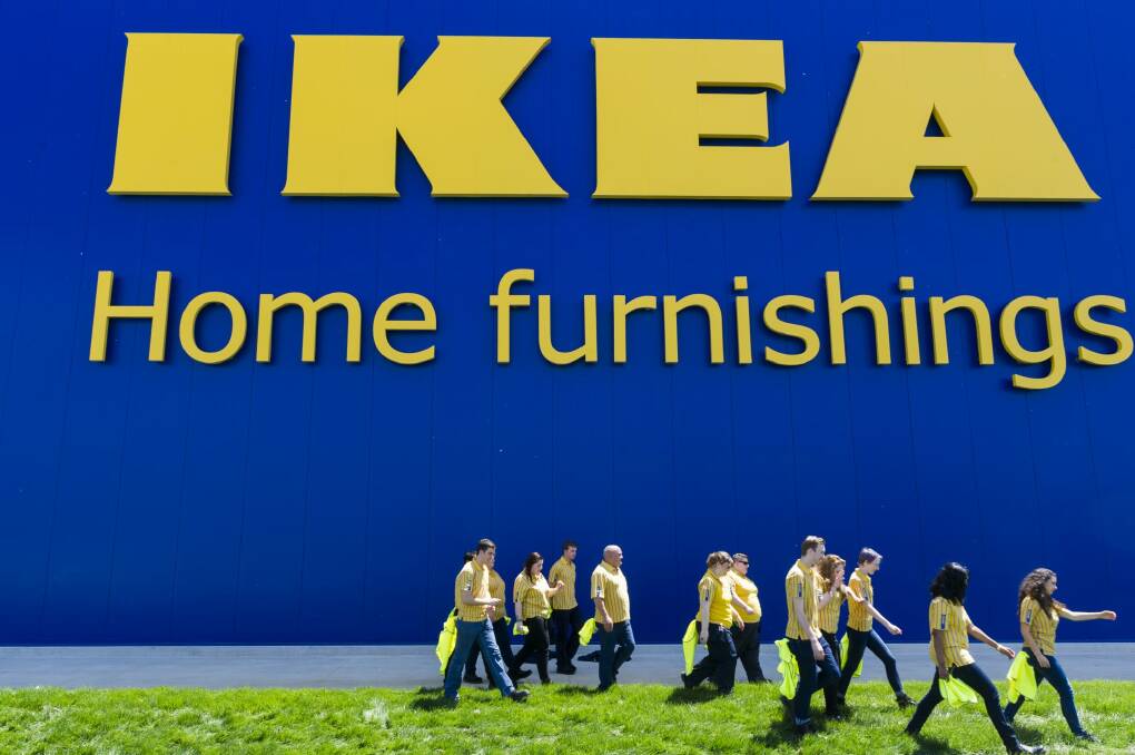 IKEA staff outside the new IKEA Canberra building.  Photo: Rohan Thomson