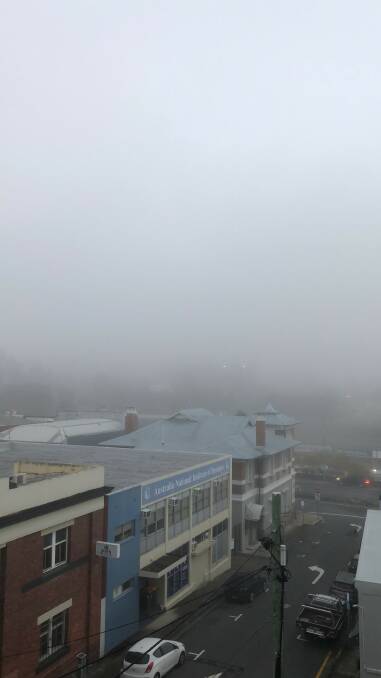 Fog covers inner-Brisbane just before 6am on Sunday. Photo: Ben Mihan - Supplied