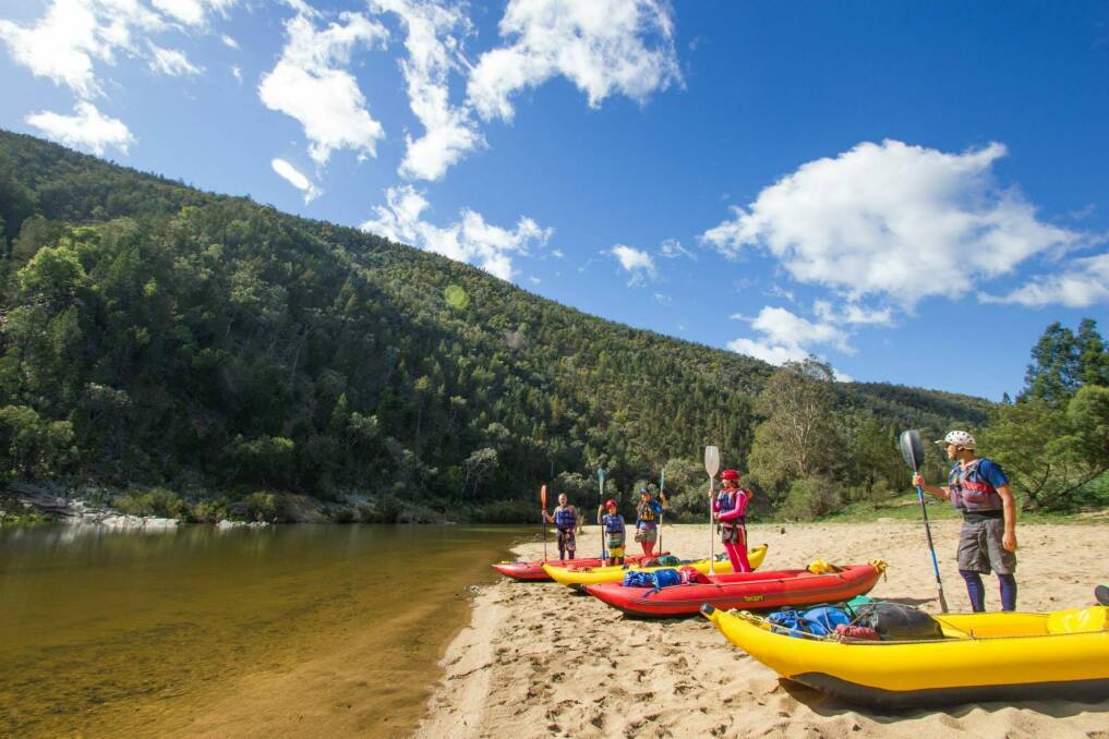 On your marks, get set, paddle ... In the legendary Snowy River. Photo: Shane Pennicuik