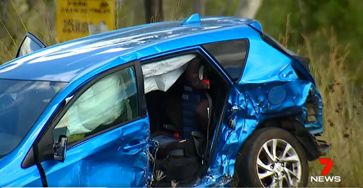 A child has died and another remains in a critical condition after a two-vehicle crash. Photo: Seven News.