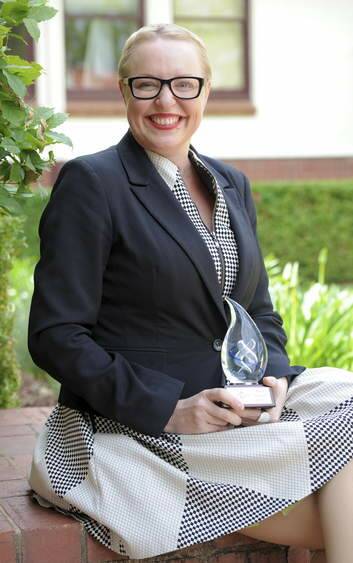 The winner of Lifeline's 2013 Women of Spirit Award, Jenni Tarrant of Curtin, after the award ceremony at the Hyatt Hotel. Photo: Graham Tidy
